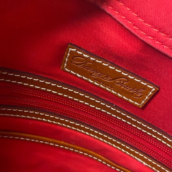 Dooney & Bourke Pink Gretta Hanna tote E.U.C brown Vachetta leather handle. - Picture 4 of 12